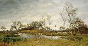 unknow artist Landscape of swamp with heron oil painting on canvas